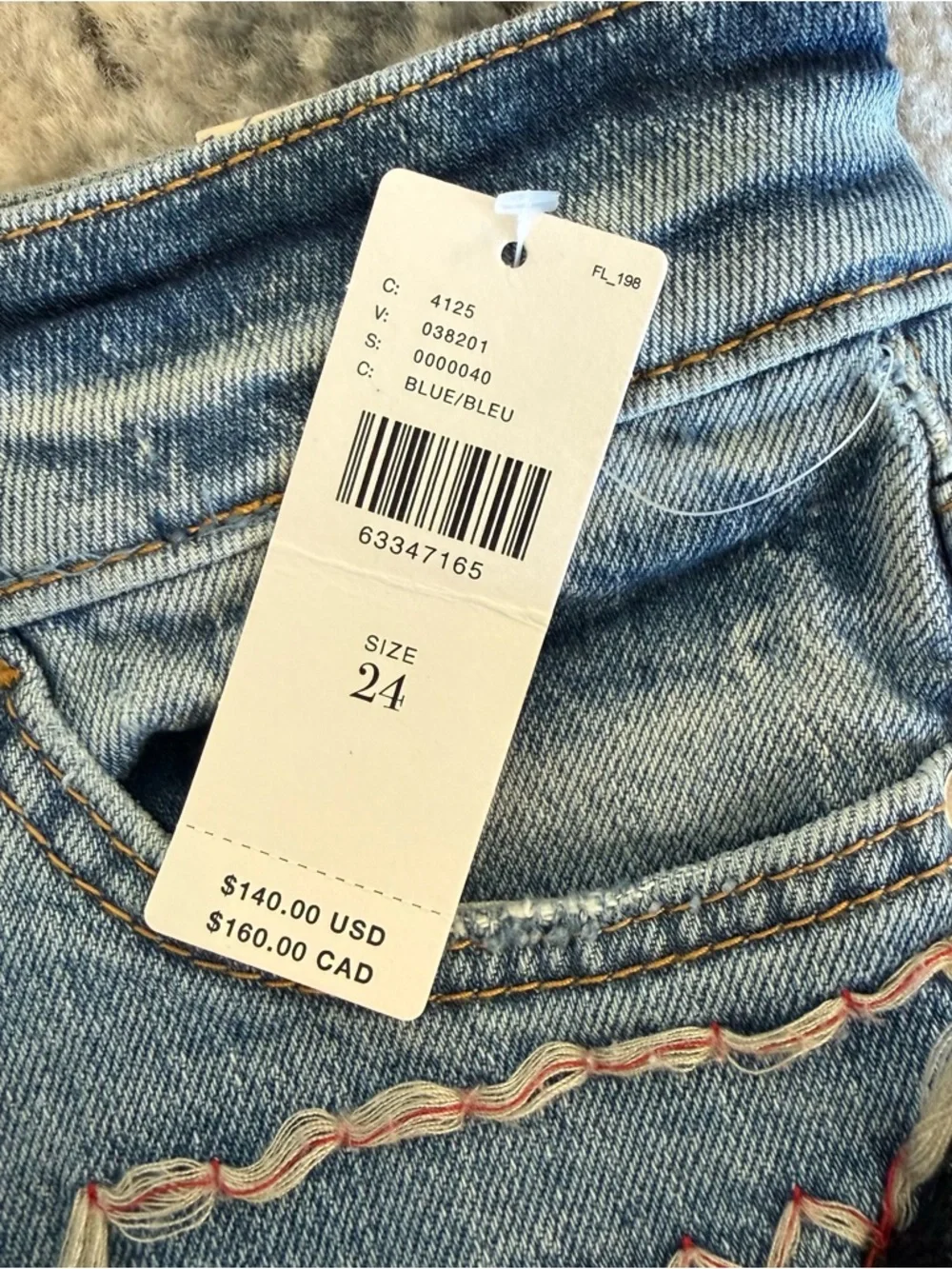 Anthropologie Blue Distressed Denim Cutoff Shorts with Embroidery - Picture 5 of 7